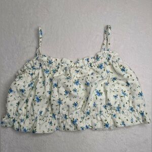 White Floral Cropped Tank Top Women’s Size XXL Wild Fable Target